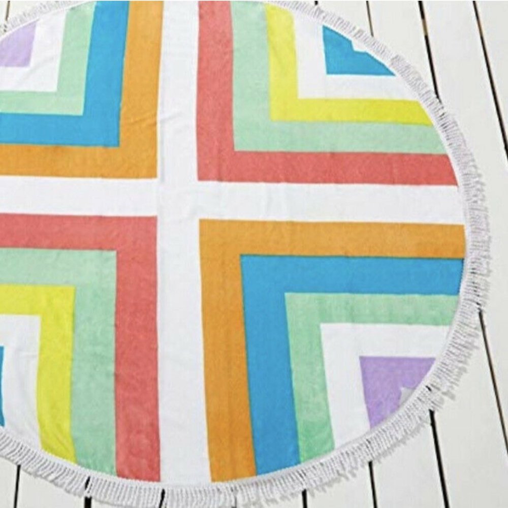 Bar III Feathered Daze 60" Round Beach Towel,
